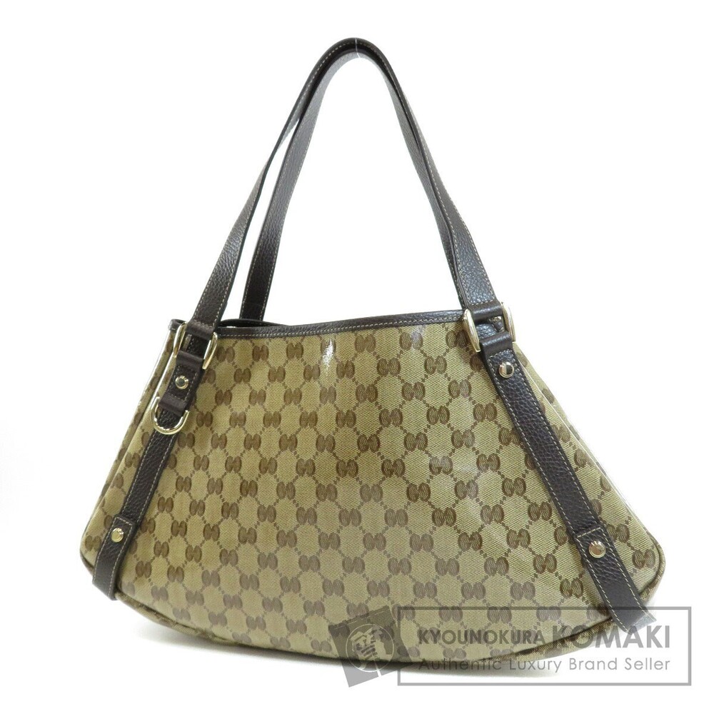 Gucci GG Crystal Abbey Shoulder Tote Bag beige brown